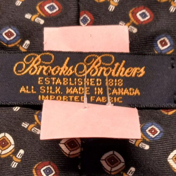Brooks Brothers Silk Black, Red/Gold/ Blue Tie - Picture 4 of 5